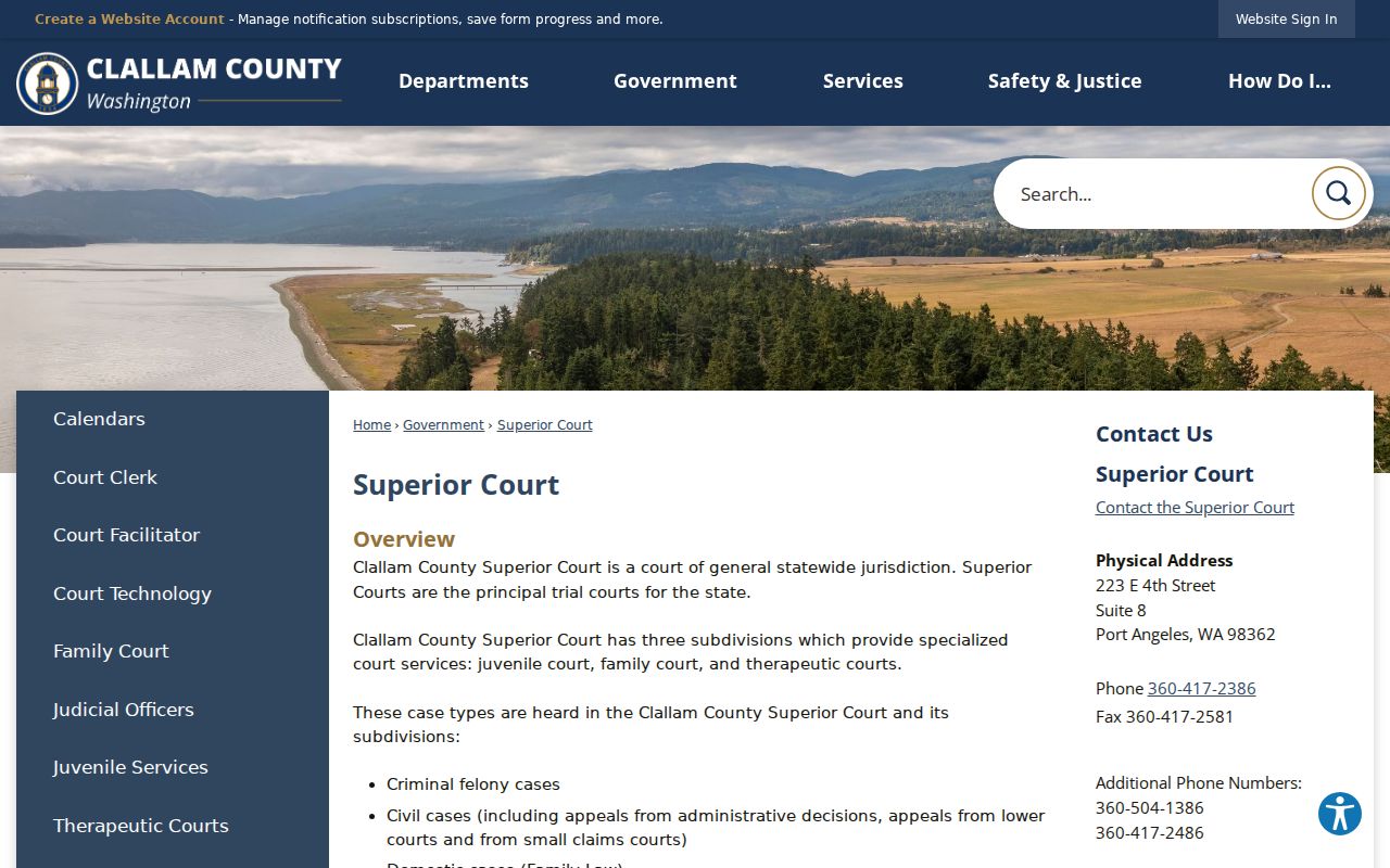 Clallam County court docket Superior Court information