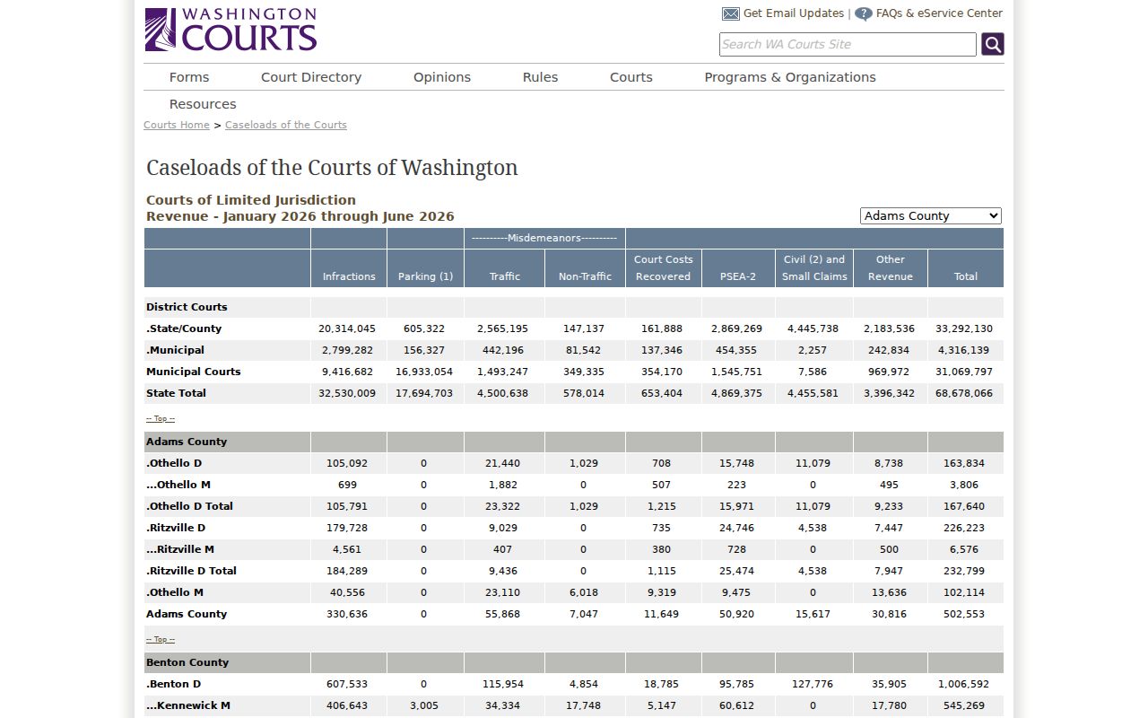 Clallam County court docket district and municipal annual caseload report